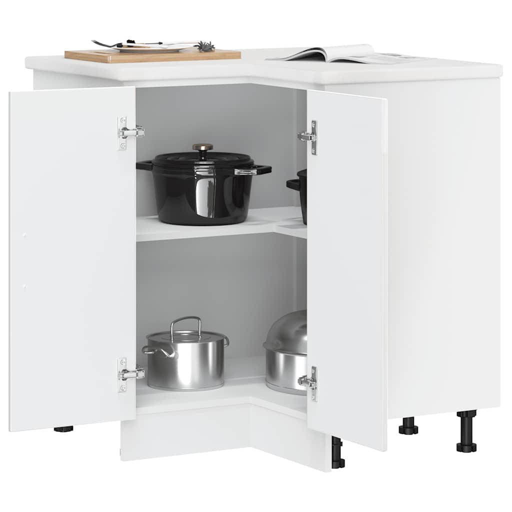vidaXL Meuble bas d'angle de cuisine Kalmar Blanc brillant Bois d'ingénierie