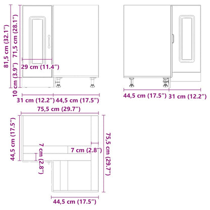 vidaXL Küchen-Eckunterschrank Kalmar Altholz-Optik Holzwerkstoff