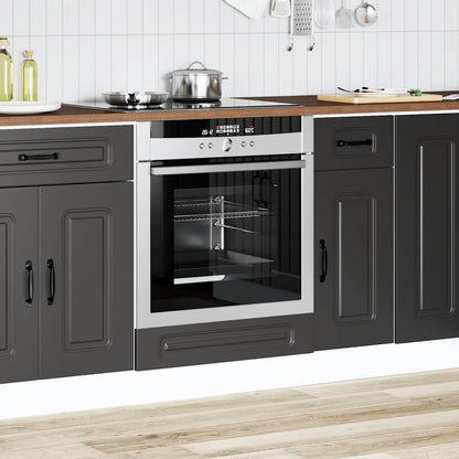 vidaXL Herdumbauschrank Kalmar Schwarz Holzwerkstoff