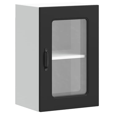 vidaXL Armoire haute de cuisine avec porte en verre Kalmar Noir Bois d'ingénierie