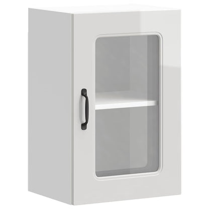 vidaXL Meuble haut de cuisine avec porte en verre Kalmar Blanc brillant en bois d'ingénierie