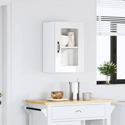 vidaXL Meuble haut de cuisine avec porte en verre Kalmar Blanc brillant en bois d'ingénierie