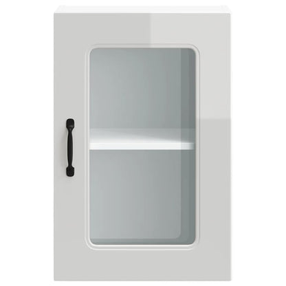 vidaXL Meuble haut de cuisine avec porte en verre Kalmar Blanc brillant en bois d'ingénierie