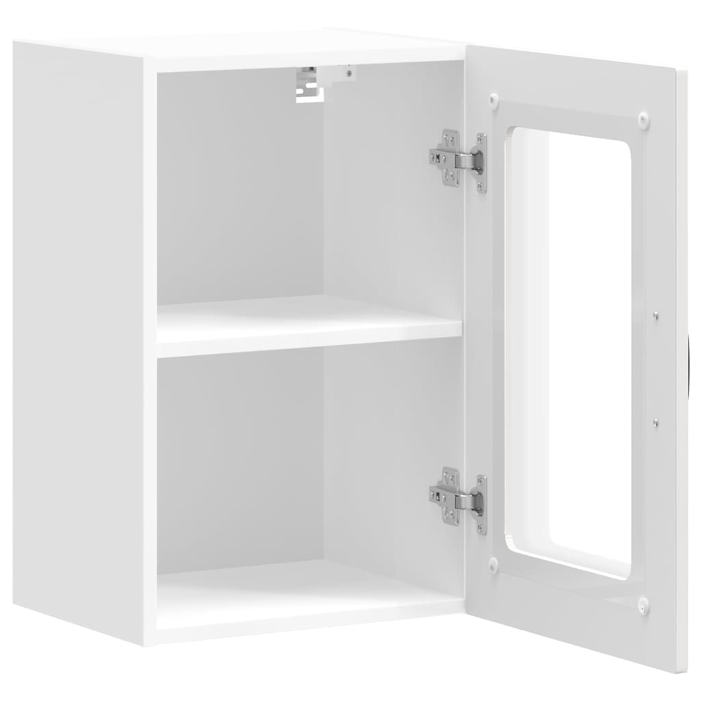 vidaXL Meuble haut de cuisine avec porte en verre Kalmar Blanc brillant en bois d'ingénierie