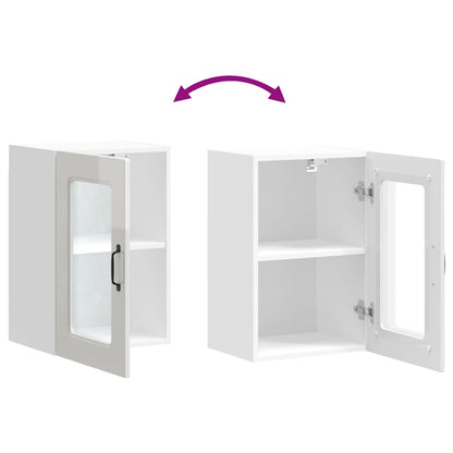 vidaXL Meuble haut de cuisine avec porte en verre Kalmar Blanc brillant en bois d'ingénierie