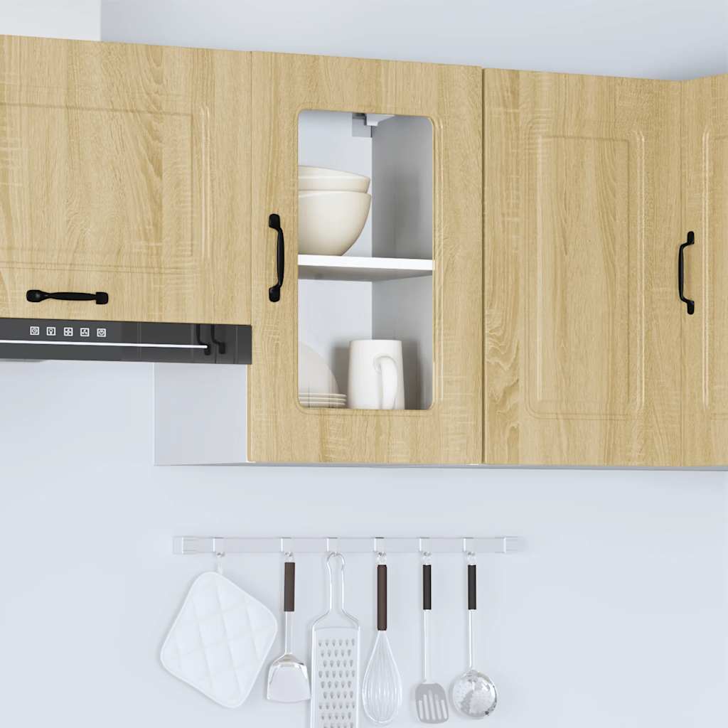 vidaXL Küchen-Hängeschrank mit Glastür Kalmar Sonoma-Eiche Holzwerkstoff