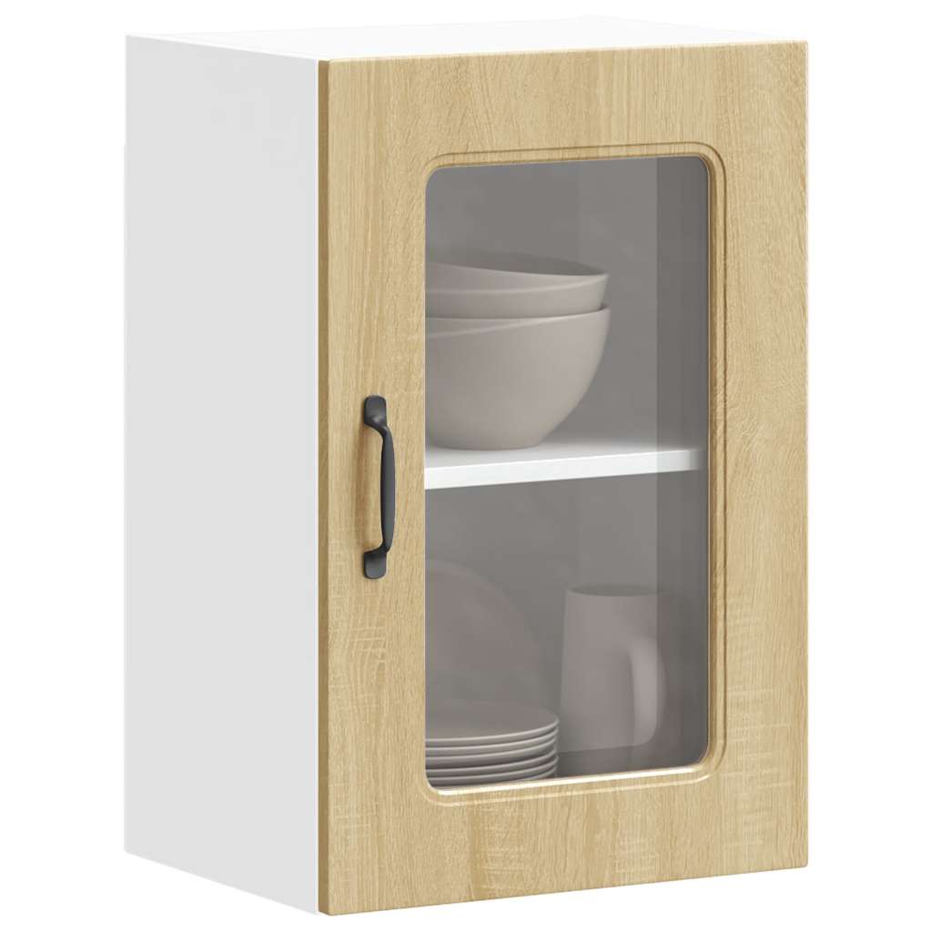 vidaXL Küchen-Hängeschrank mit Glastür Kalmar Sonoma-Eiche Holzwerkstoff