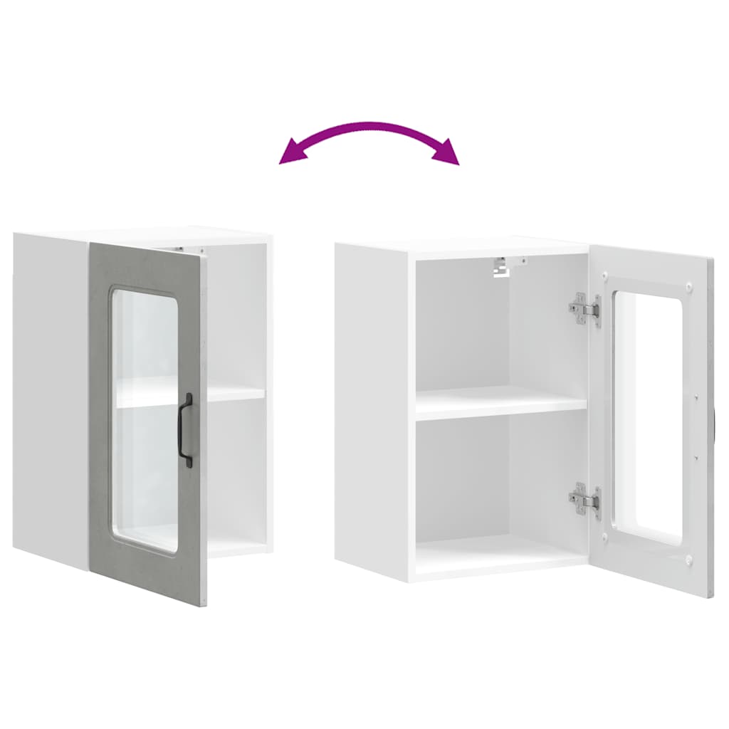vidaXL Küchen-Hängeschrank mit Glastür Kalmar Betongrau Holzwerkstoff