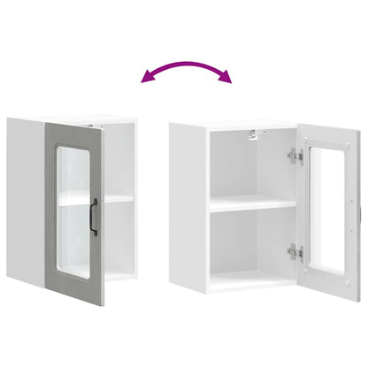 vidaXL Küchen-Hängeschrank mit Glastür Kalmar Betongrau Holzwerkstoff