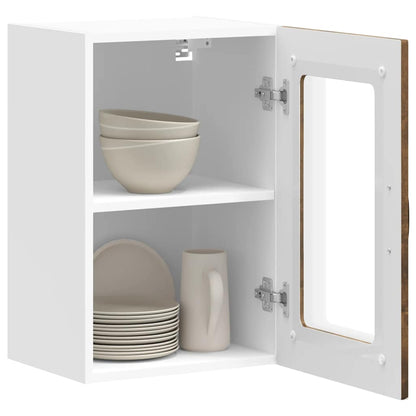 vidaXL Küchen-Hängeschrank mit Glastür Kalmar Räuchereiche Holzwerkstoff