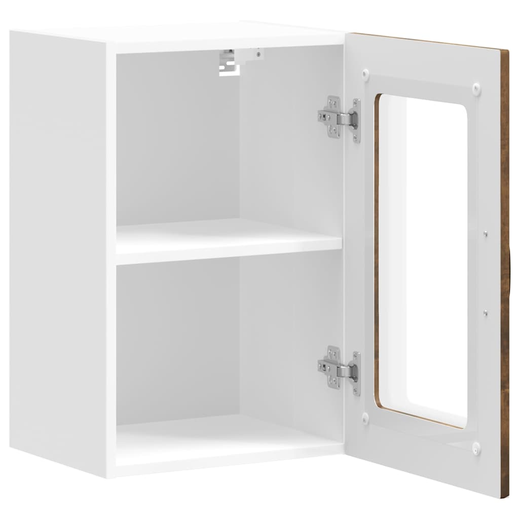 vidaXL Küchen-Hängeschrank mit Glastür Kalmar Räuchereiche Holzwerkstoff