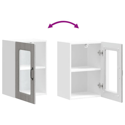 vidaXL Küchen-Hängeschrank mit Glastür Kalmar Grau Sonoma Holzwerkstoff