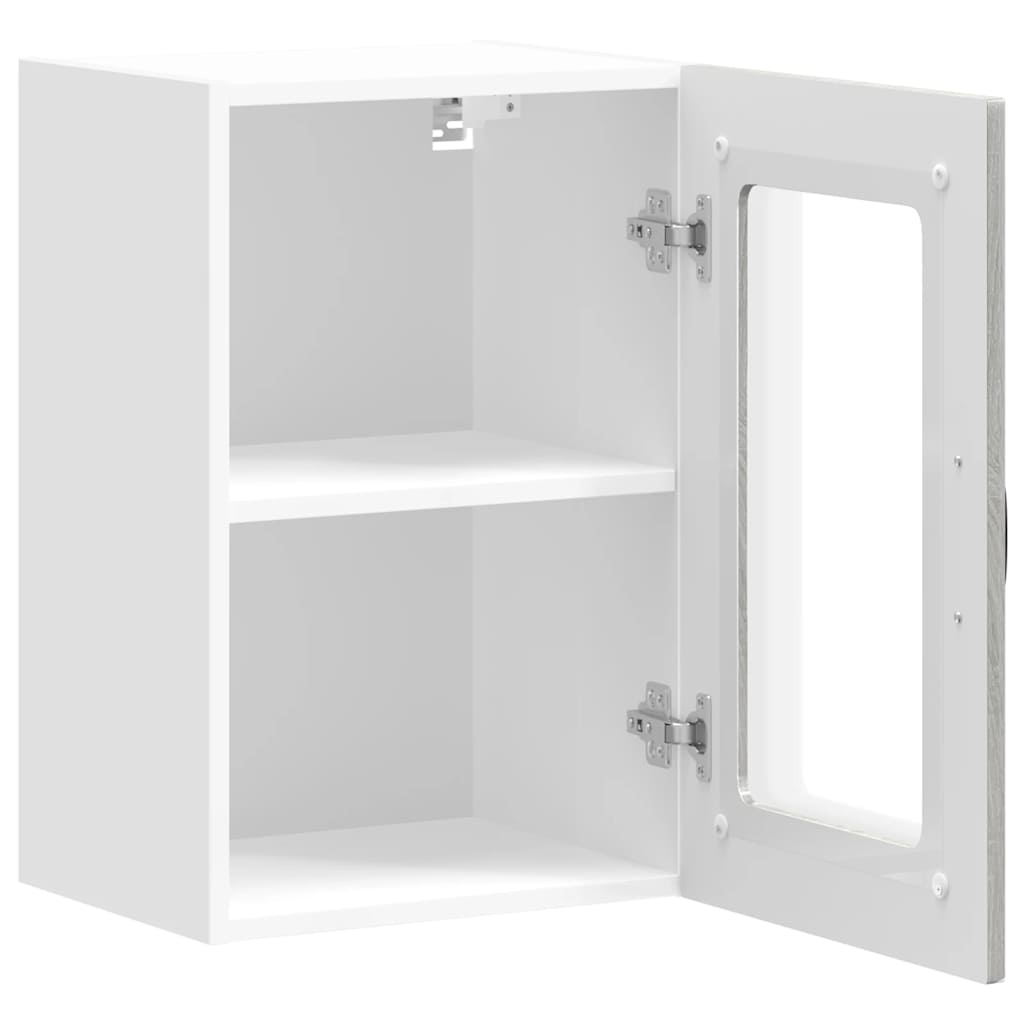 vidaXL Küchen-Hängeschrank mit Glastür Kalmar Grau Sonoma Holzwerkstoff