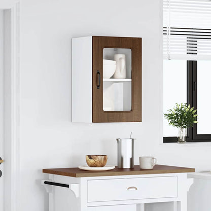Armoire haute de cuisine vidaXL avec porte en verre Kalmar aspect chêne marron