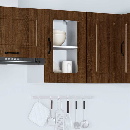 Armoire haute de cuisine vidaXL avec porte en verre Kalmar aspect chêne marron