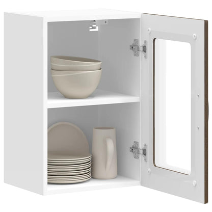 Armoire haute de cuisine vidaXL avec porte en verre Kalmar aspect chêne marron