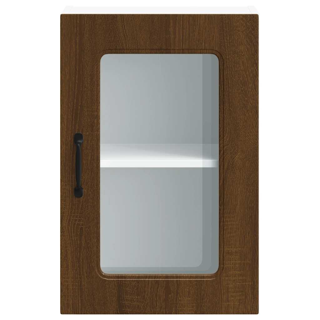 Armoire haute de cuisine vidaXL avec porte en verre Kalmar aspect chêne marron