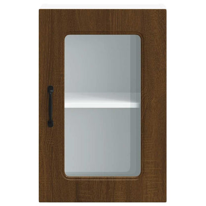 Armoire haute de cuisine vidaXL avec porte en verre Kalmar aspect chêne marron
