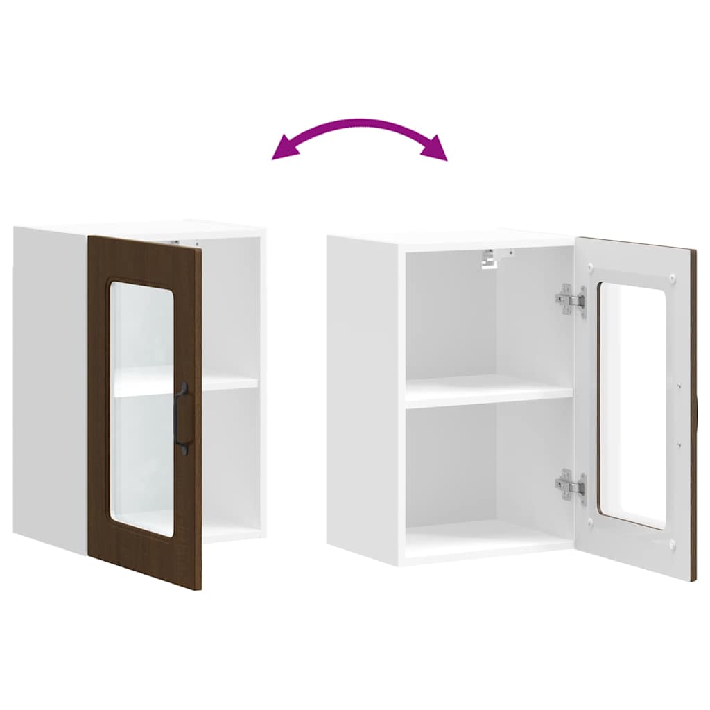 Armoire haute de cuisine vidaXL avec porte en verre Kalmar aspect chêne marron