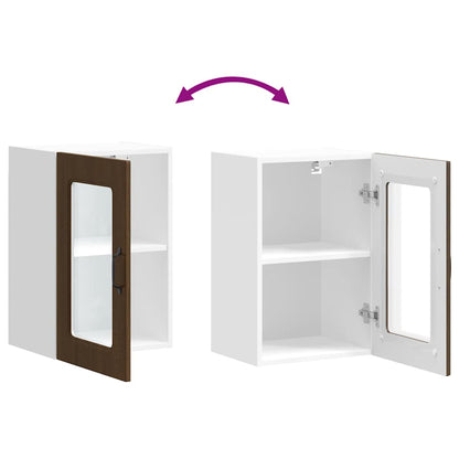 Armoire haute de cuisine vidaXL avec porte en verre Kalmar aspect chêne marron