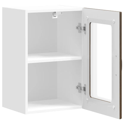 Armoire haute de cuisine vidaXL avec porte en verre Kalmar aspect chêne marron