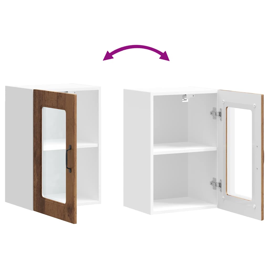 vidaXL Küchen-Hängeschrank mit Glastür Kalmar Altholz-Optik Holzwerkstoff