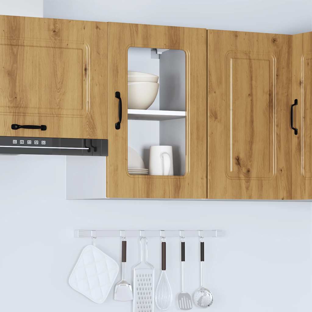 vidaXL Meuble haut de cuisine avec porte vitrée Kalmar Chêne artisannel Bois d'ingénierie