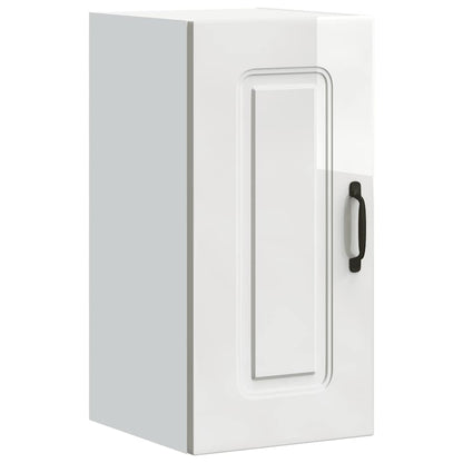 vidaXL Meuble haut de cuisine Kalmar Blanc brillant, bois d'ingénierie