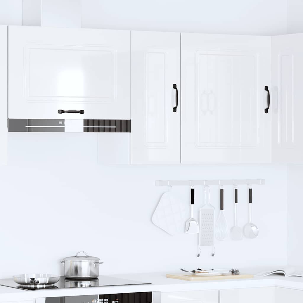 vidaXL Meuble haut de cuisine Kalmar Blanc brillant, bois d'ingénierie