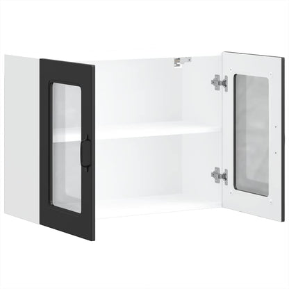 vidaXL Küchen-Hängeschrank mit Glastür Kalmar Schwarz Holzwerkstoff