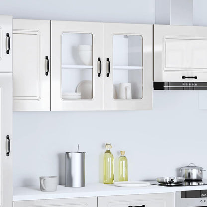 vidaXL Küchen-Hängeschrank mit Glastür Kalmar Hochglanz-Weiß Holzwerkstoff