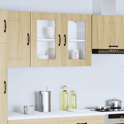 vidaXL Küchen-Hängeschrank mit Glastür Kalmar Sonoma-Eiche Holzwerkstoff