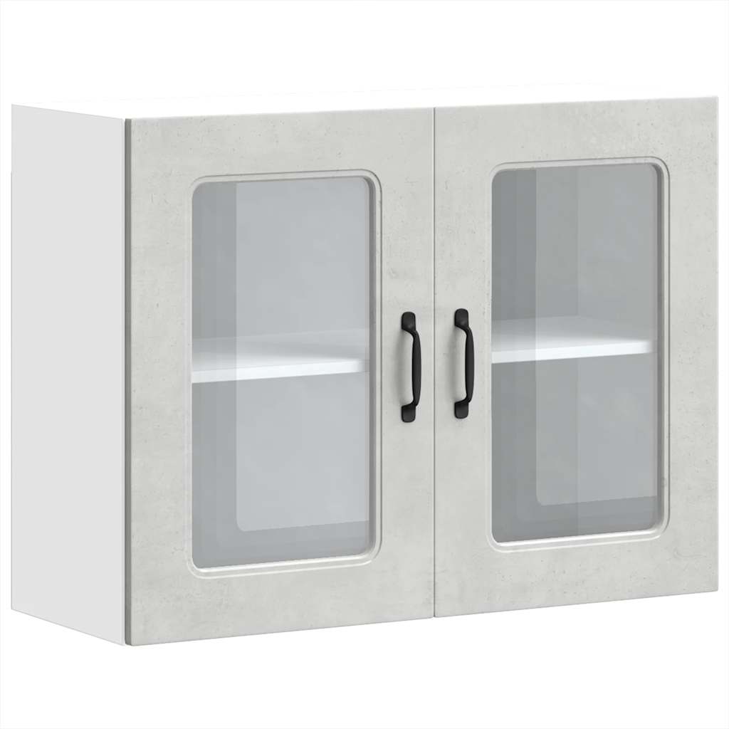 vidaXL Meuble haut de cuisine avec porte en verre Kalmar Gris béton Bois d'ingénierie