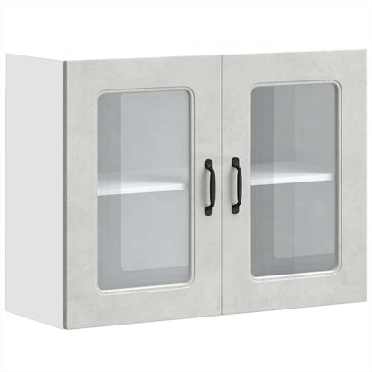 vidaXL Meuble haut de cuisine avec porte en verre Kalmar Gris béton Bois d'ingénierie