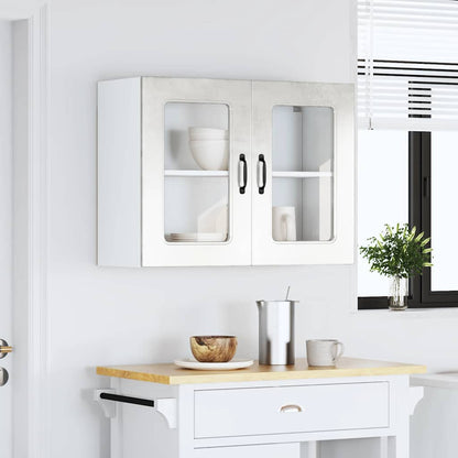 vidaXL Meuble haut de cuisine avec porte en verre Kalmar Gris béton Bois d'ingénierie