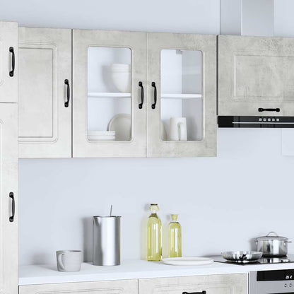 vidaXL Meuble haut de cuisine avec porte en verre Kalmar Gris béton Bois d'ingénierie
