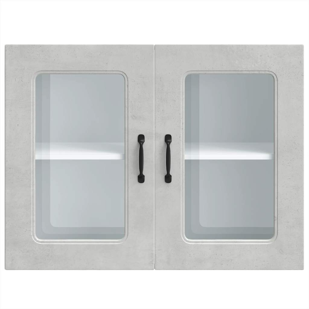 vidaXL Meuble haut de cuisine avec porte en verre Kalmar Gris béton Bois d'ingénierie