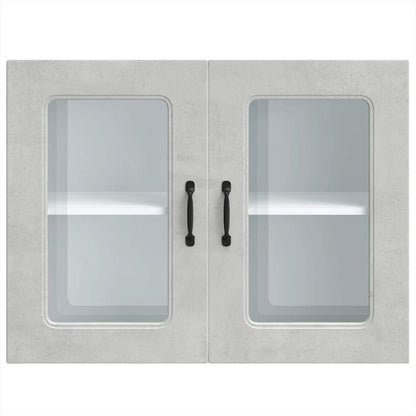 vidaXL Meuble haut de cuisine avec porte en verre Kalmar Gris béton Bois d'ingénierie