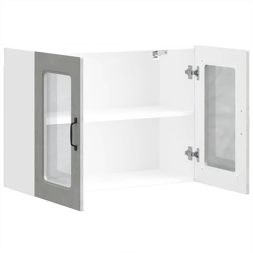 vidaXL Meuble haut de cuisine avec porte en verre Kalmar Gris béton Bois d'ingénierie