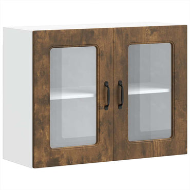 vidaXL Küchen-Hängeschrank mit Glastür Kalmar Räuchereiche Holzwerkstoff