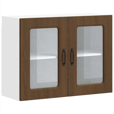 vidaXL Küchen-Hängeschrank mit Glastür Kalmar Braun Eichen-Optik