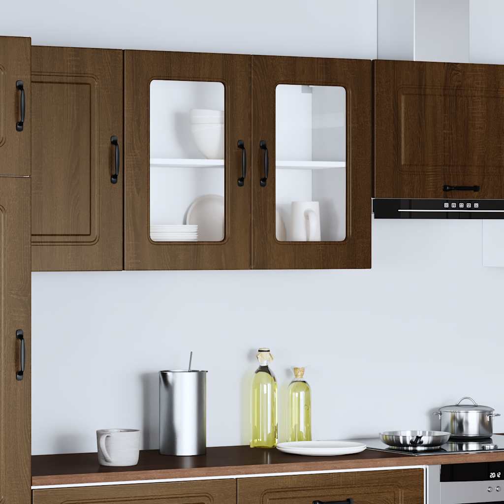 vidaXL Küchen-Hängeschrank mit Glastür Kalmar Braun Eichen-Optik