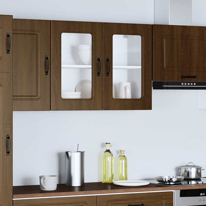 vidaXL Küchen-Hängeschrank mit Glastür Kalmar Braun Eichen-Optik
