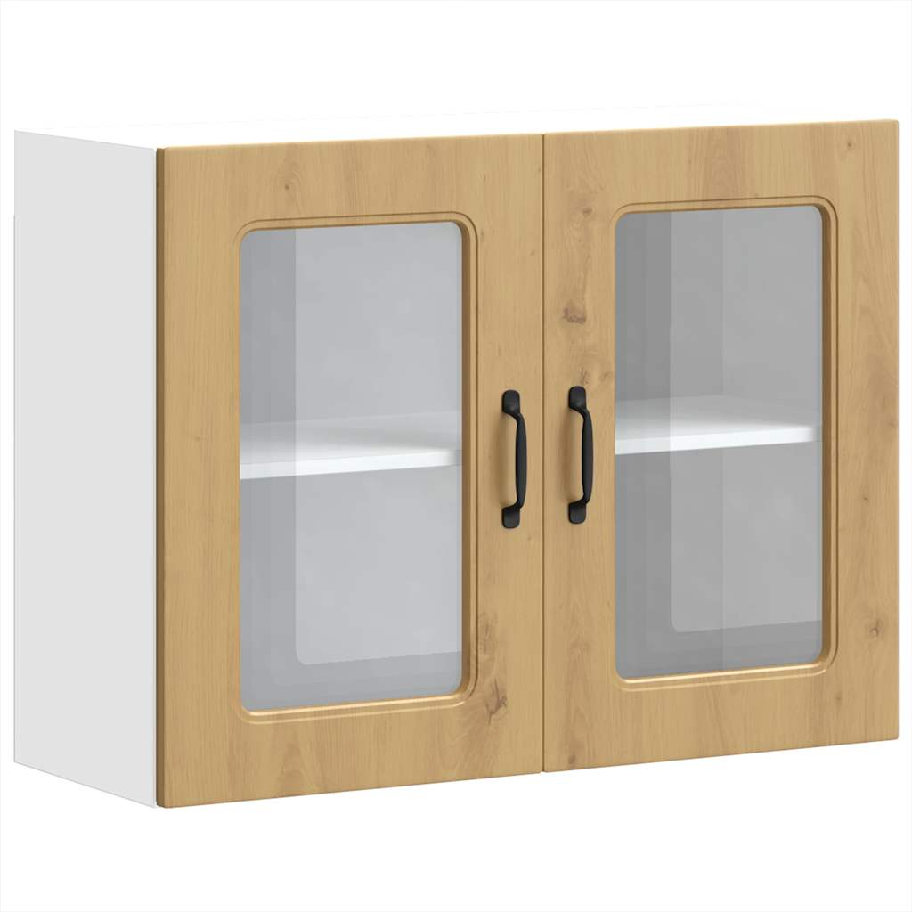 vidaXL Küchen-Hängeschrank mit Glastür Kalmar Artisan-Eiche Holzwerkstoff