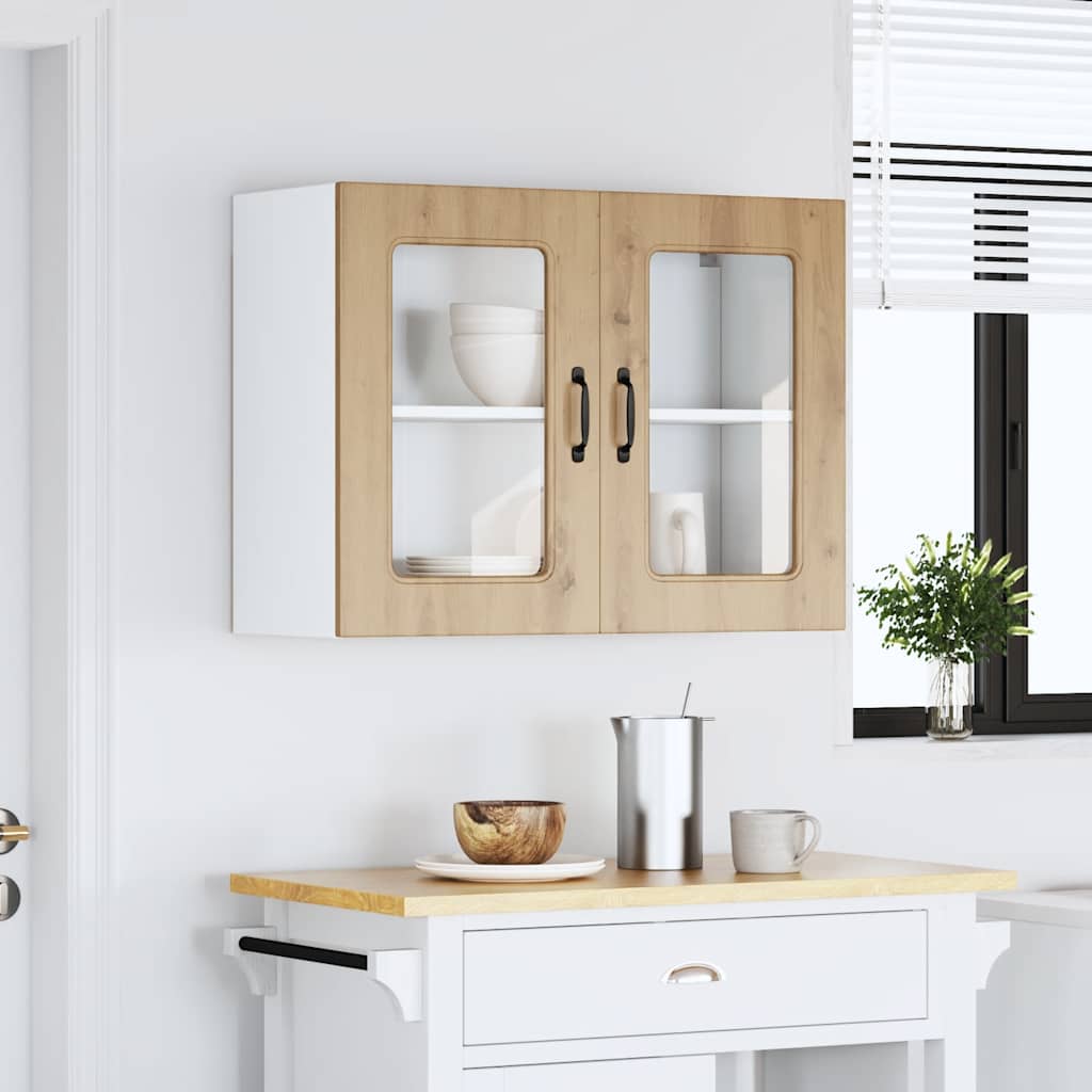 vidaXL Küchen-Hängeschrank mit Glastür Kalmar Artisan-Eiche Holzwerkstoff