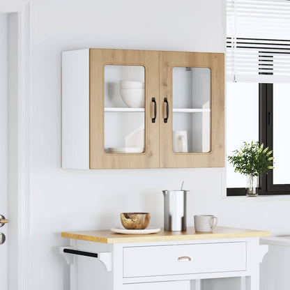 vidaXL Küchen-Hängeschrank mit Glastür Kalmar Artisan-Eiche Holzwerkstoff