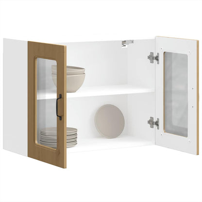 vidaXL Küchen-Hängeschrank mit Glastür Kalmar Artisan-Eiche Holzwerkstoff