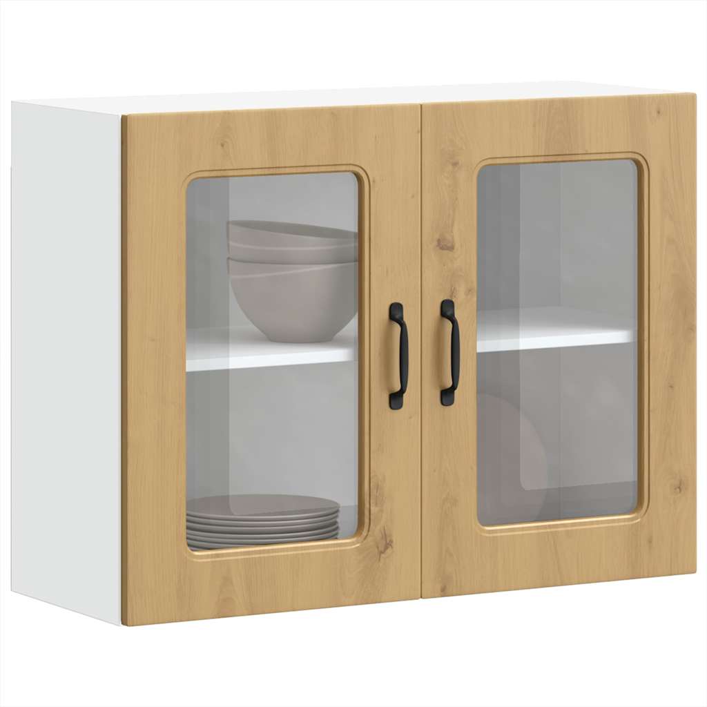vidaXL Küchen-Hängeschrank mit Glastür Kalmar Artisan-Eiche Holzwerkstoff