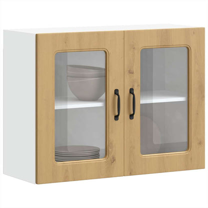 vidaXL Küchen-Hängeschrank mit Glastür Kalmar Artisan-Eiche Holzwerkstoff