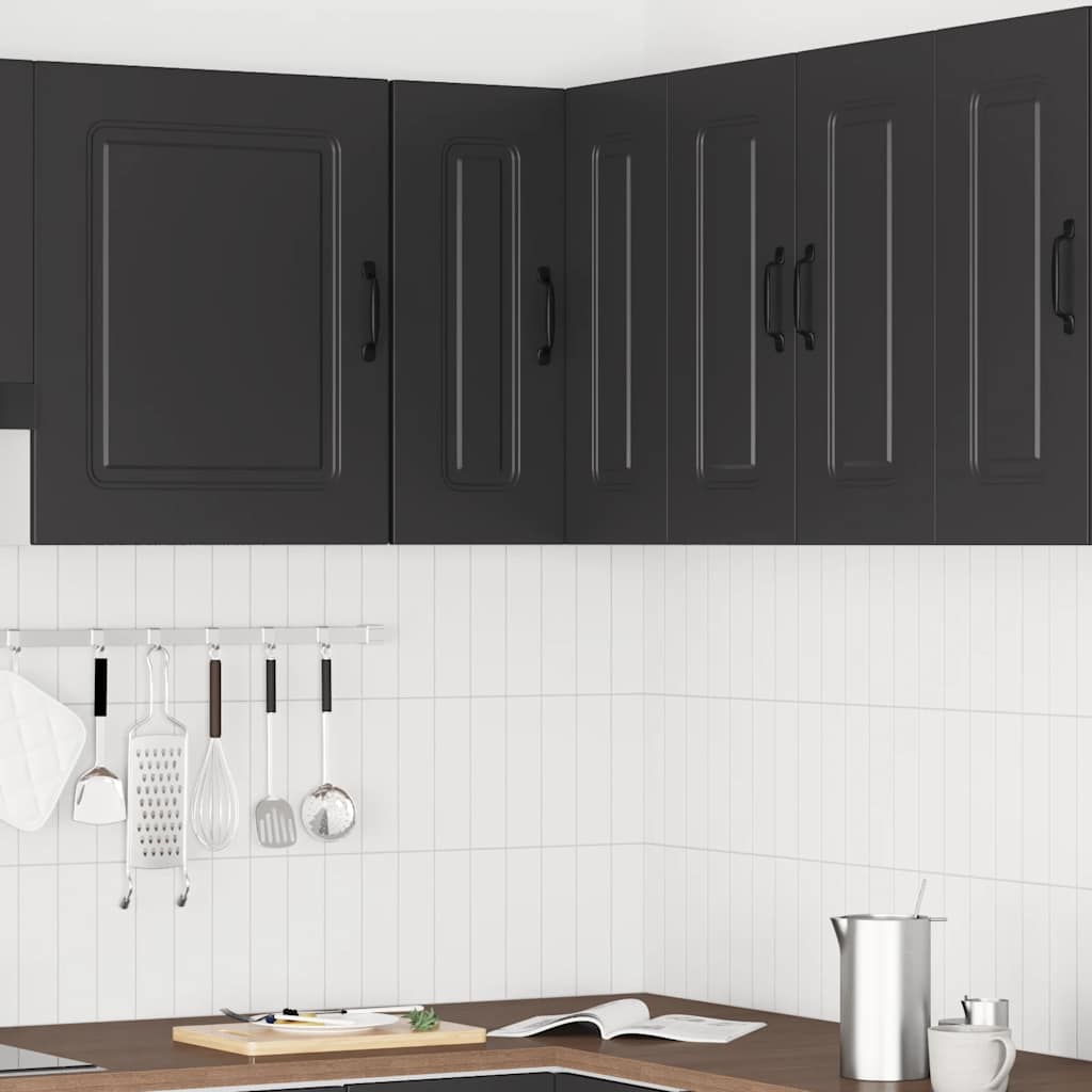 vidaXL Küchen-Eckhängeschrank Kalmar Schwarz Holzwerkstoff